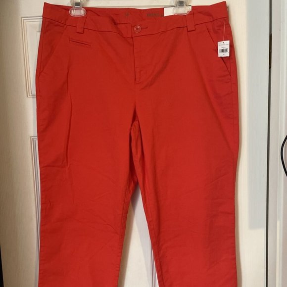 Gap Pants Size 14 Vintage Rolled Crop Red Orange Khaki Stretch - Picture 1 of 6